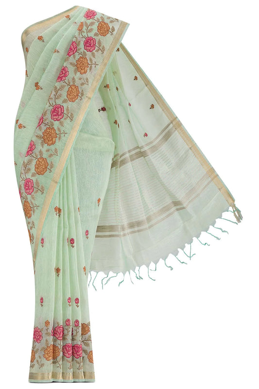 Green Linen Saree