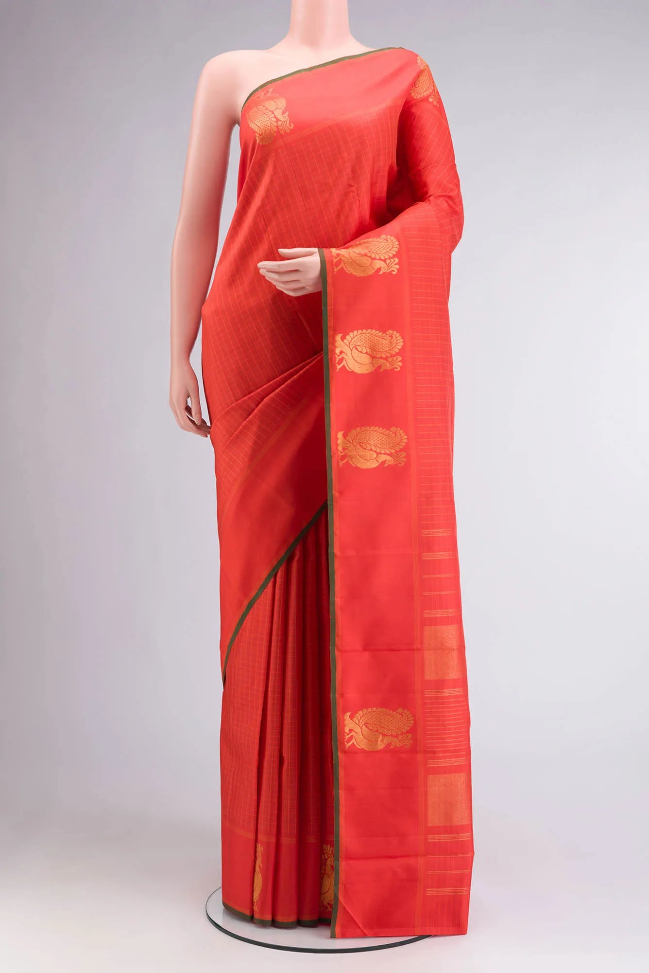 Orange Kanchipuram Silk Saree