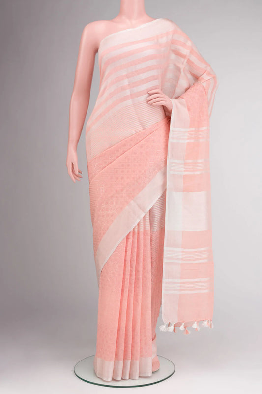 Peach Linen Saree