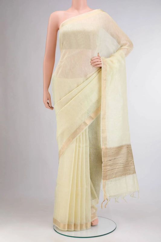 Yellow Linen Saree