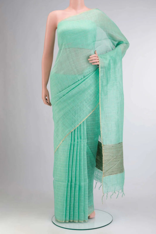 Green Linen Saree