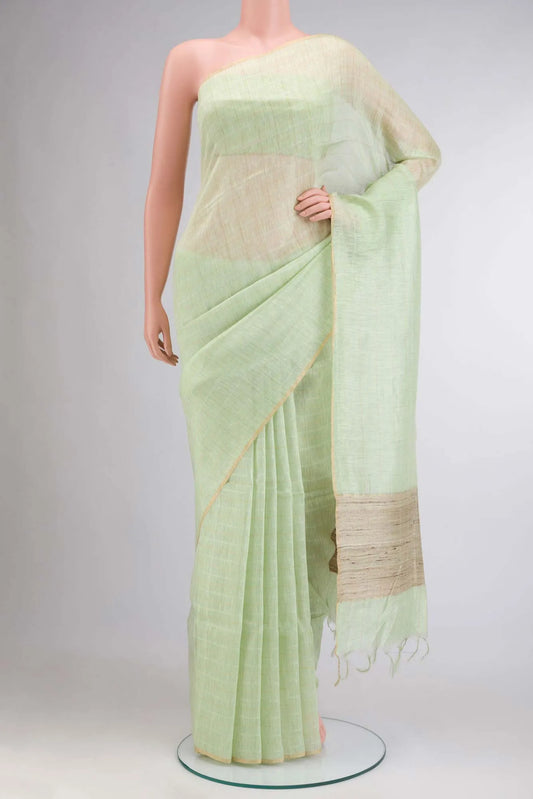 Mint Green Linen Saree