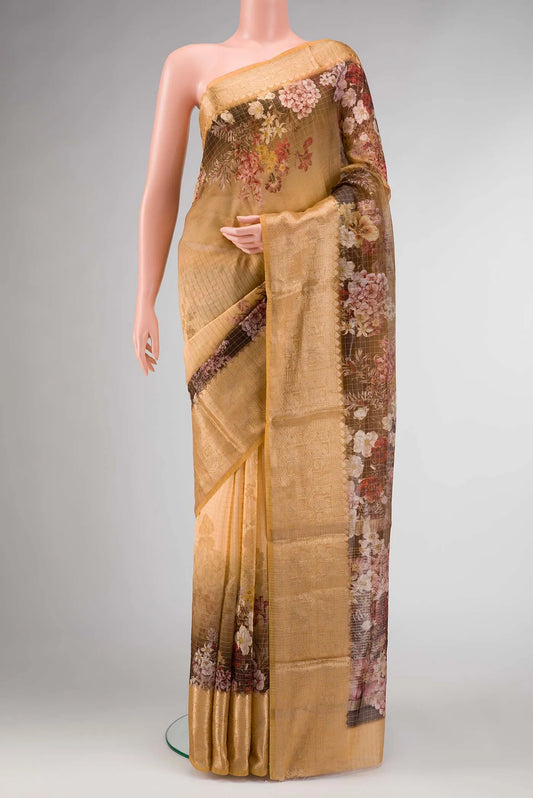 Sandal Dual Tone Linen Saree