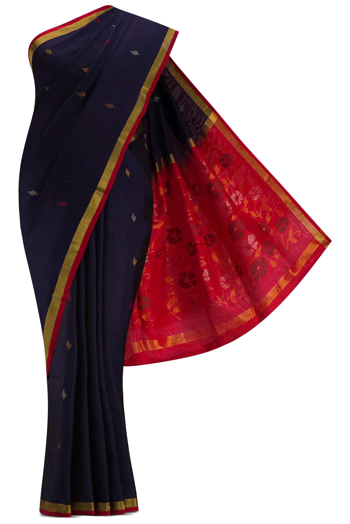 Navy Blue Dual Tone Uppada Silk Saree