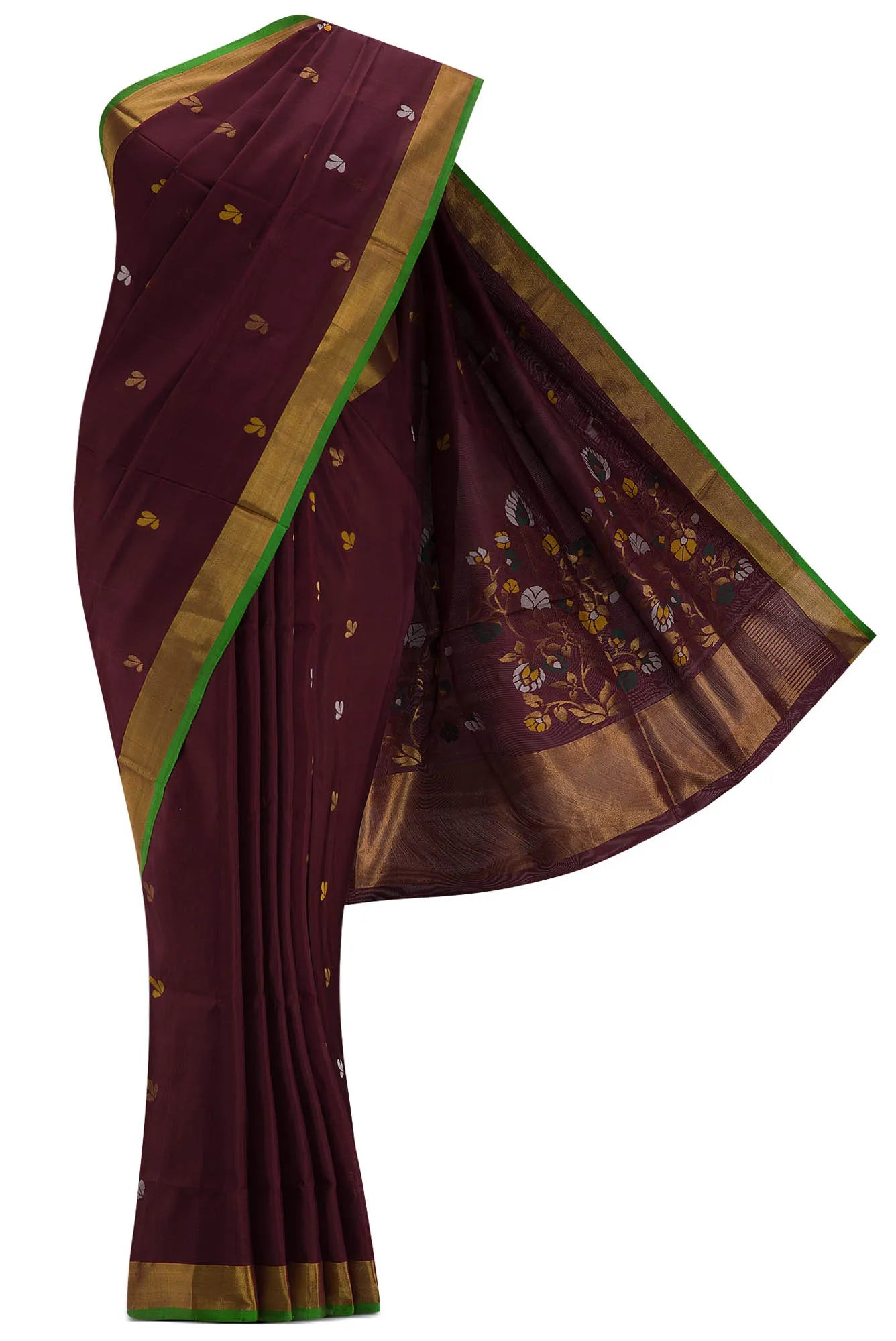 Brown Dual Tone Uppada Silk Saree