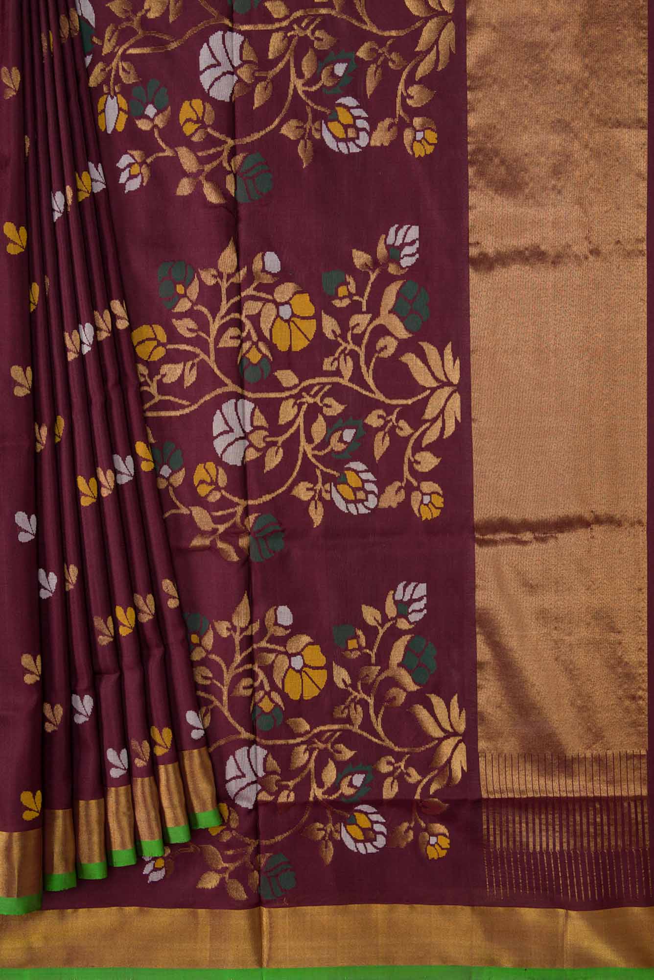 Brown Dual Tone Uppada Silk Saree