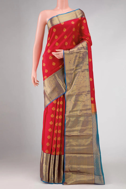 Red Dual Tone Kanchipuram Silk Saree