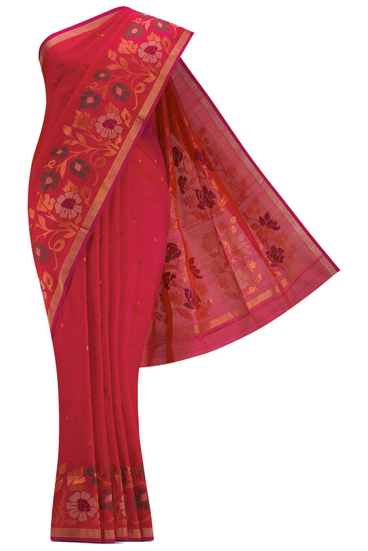 Dark Pink Dual Tone Uppada Silk Saree