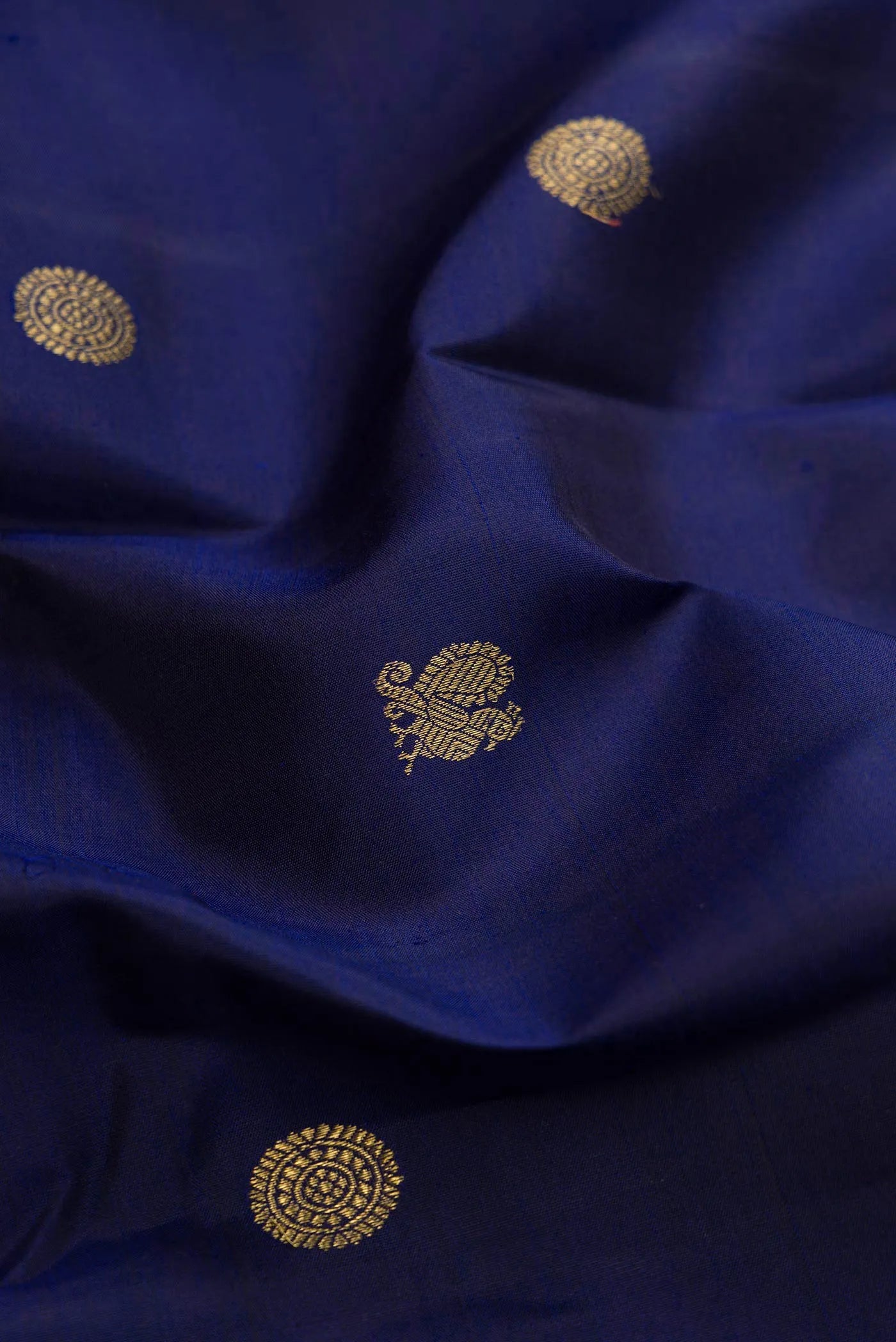 Pure Silk Pure Zari Navy Blue Dual Tone Kanchipuram Saree