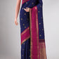 Pure Silk Pure Zari Navy Blue Dual Tone Kanchipuram Saree