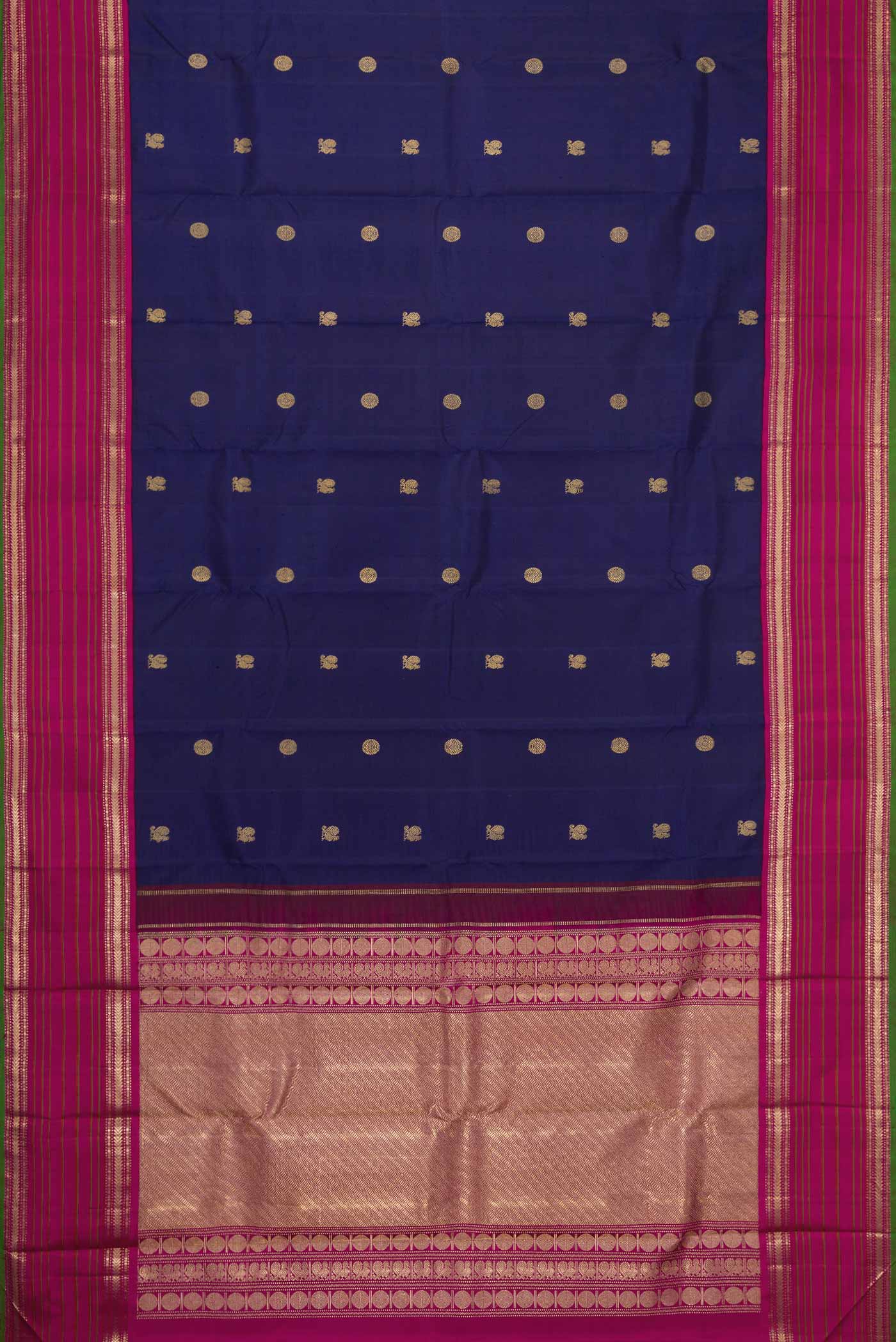 Pure Silk Pure Zari Navy Blue Dual Tone Kanchipuram Saree