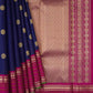 Pure Silk Pure Zari Navy Blue Dual Tone Kanchipuram Saree