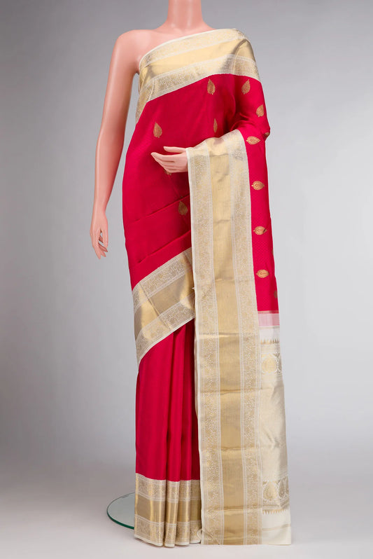 Pure Silk Pure Zari Imperial Red Dual Tone Kanchipuram Saree