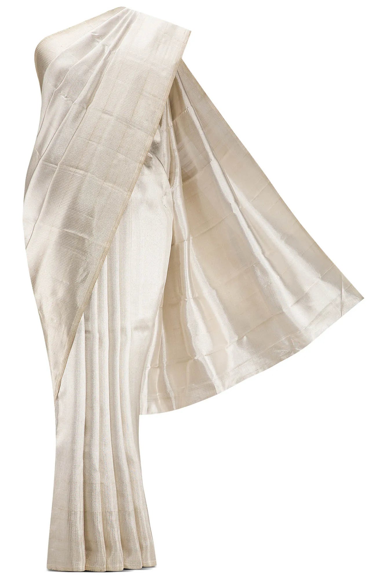 White Dual Tone Kanchipuram Tissue Silk Saree