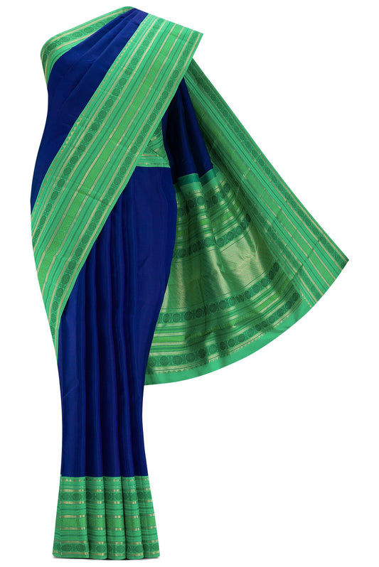 Pure Silk Pure Zari Royal Blue Dual Tone Kanchipuram Saree