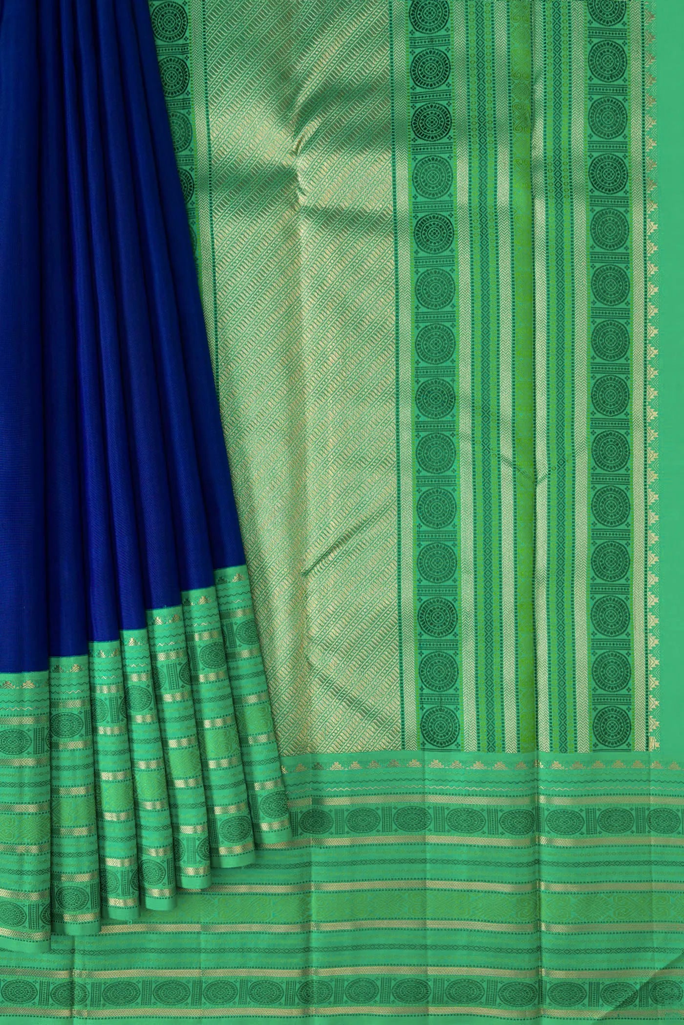 Pure Silk Pure Zari Royal Blue Dual Tone Kanchipuram Saree