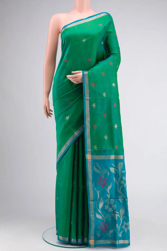 Green with Blue Dual Tone Uppada Silk Saree