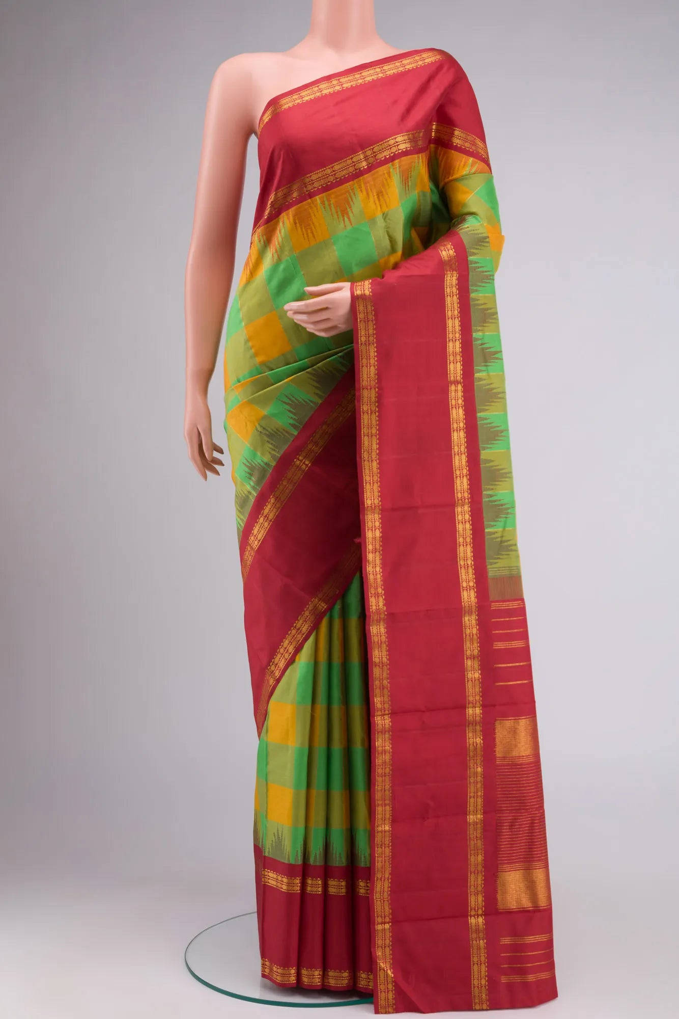 Pure Silk Pure Zari Multi Kanchipuram Saree