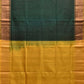 Dark Green and Yellow Uppada Plain Silk Handloom Saree