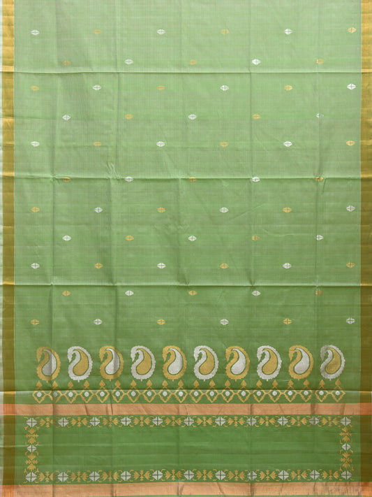 Light Green Uppada Cotton Silk Handloom Saree