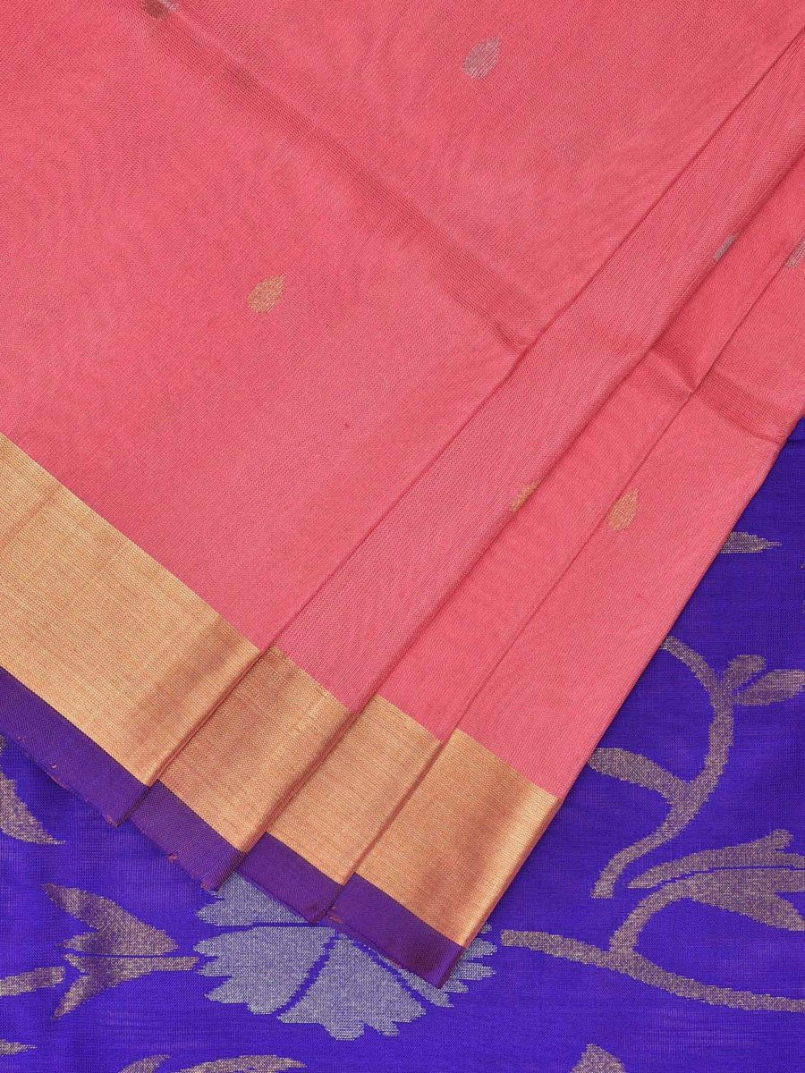 Baby Pink and Blue Uppada Silk Handloom Saree