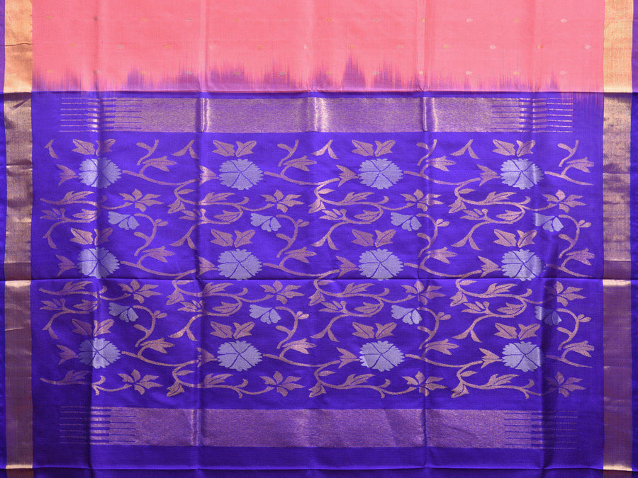 Baby Pink and Blue Uppada Silk Handloom Saree