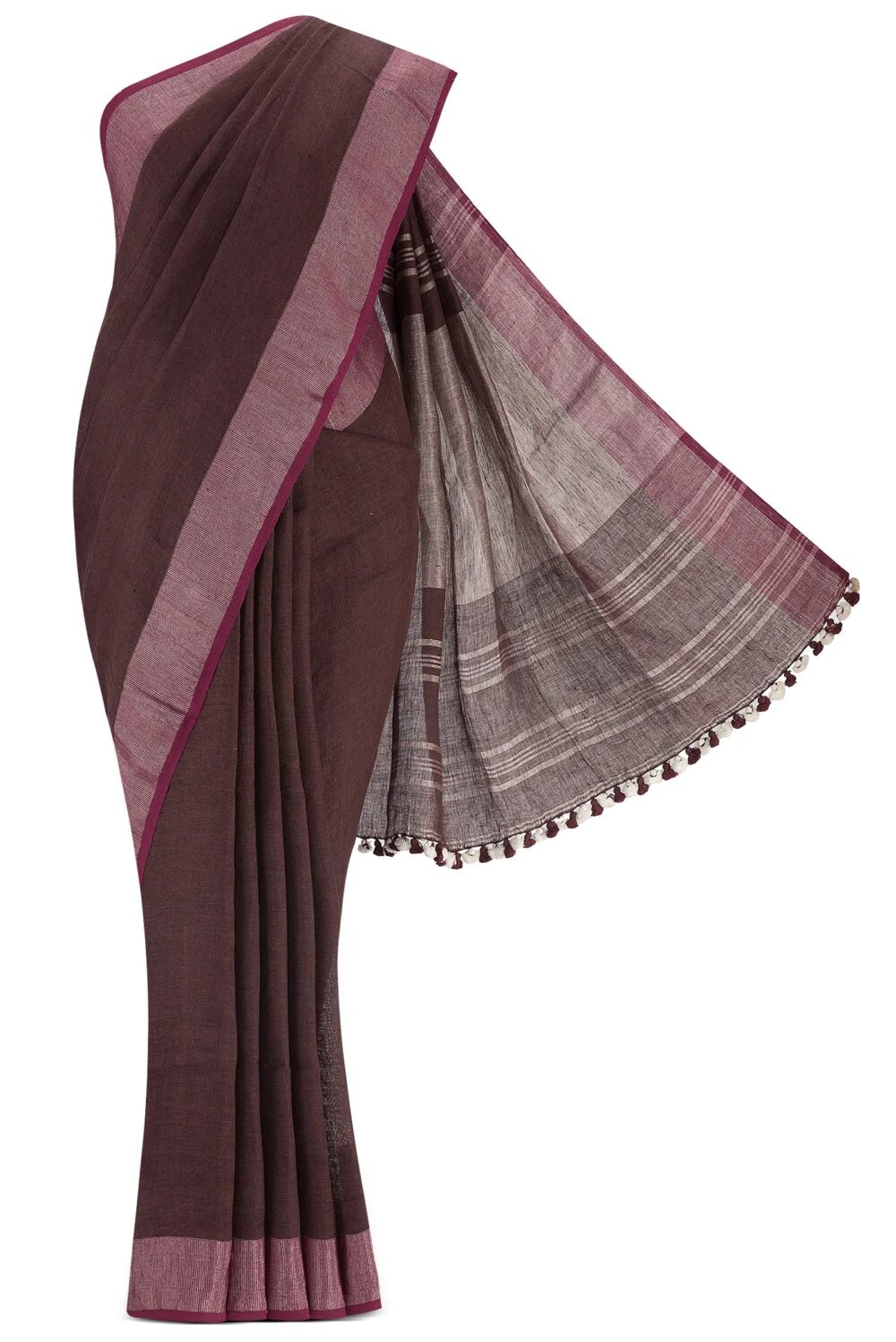 Brown Linen Saree - Image 2