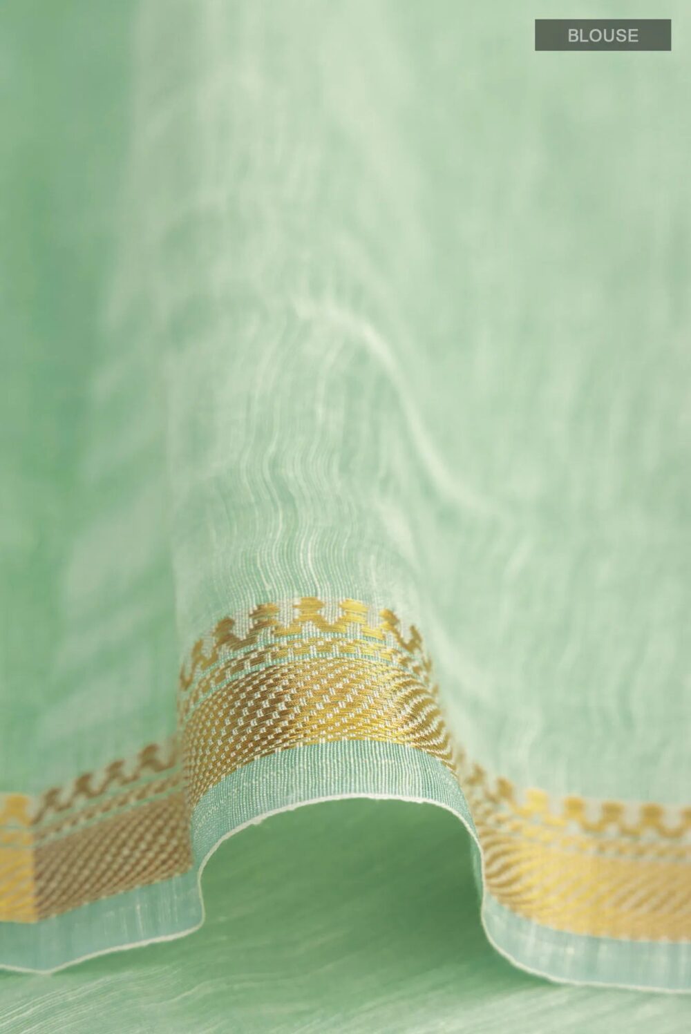 Green Linen Saree - Image 3