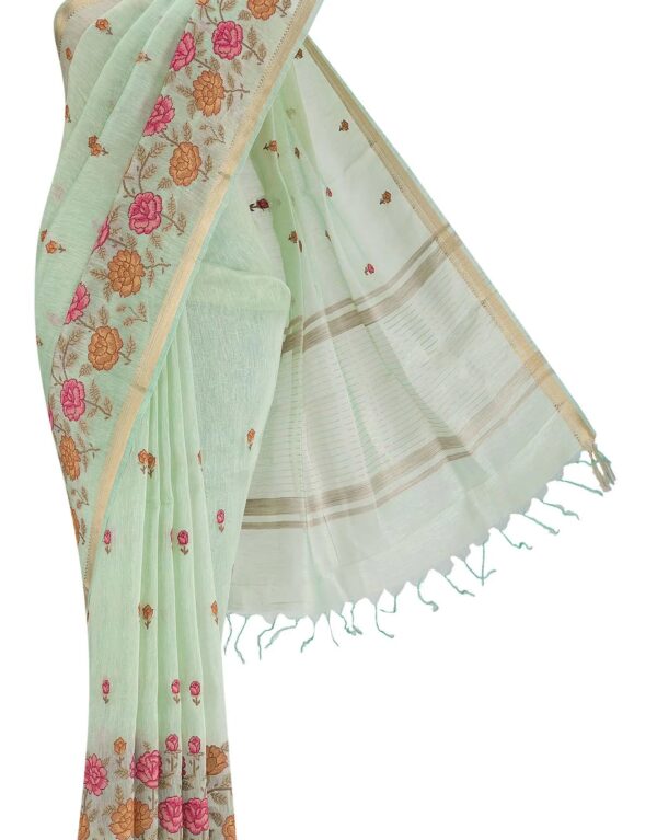 Green Linen Saree