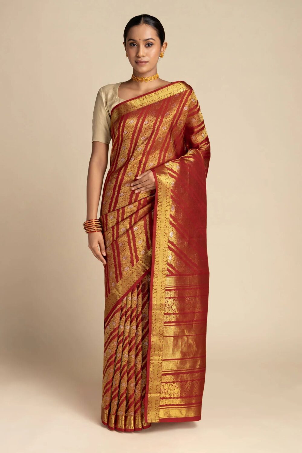 Rohini-Red Kanchipuram Silk Saree (Copy) - Image 4