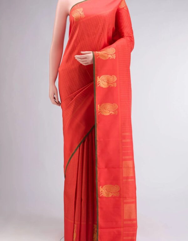 Orange Kanchipuram Silk Saree