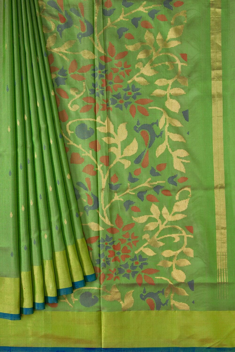 Mint Green Dual Tone Uppada Silk Saree - Image 2