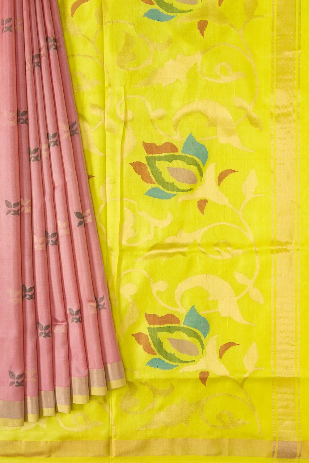 Pink Dual Tone Uppada Silk Saree - Image 4