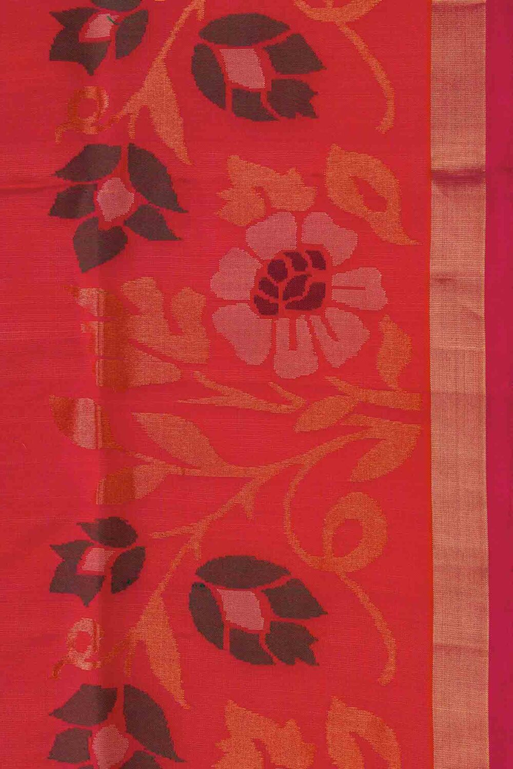 Dark Pink Dual Tone Uppada Silk Saree - Image 5
