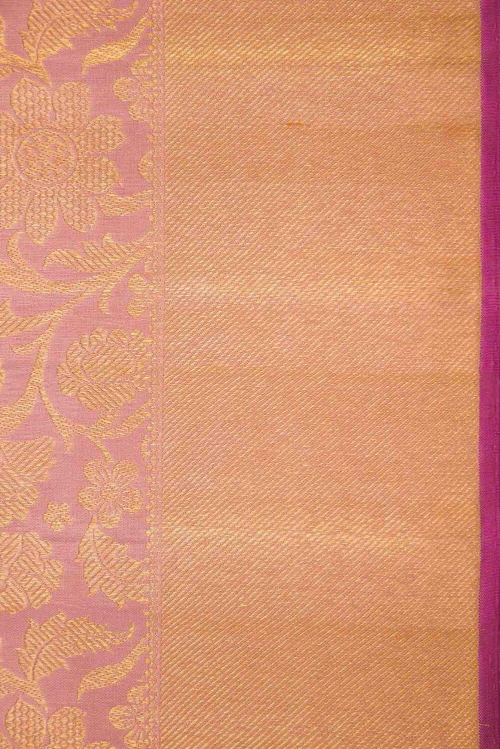 Pure Silk Pure Zari Pink Dual Tone Kanchipuram Saree - Image 3