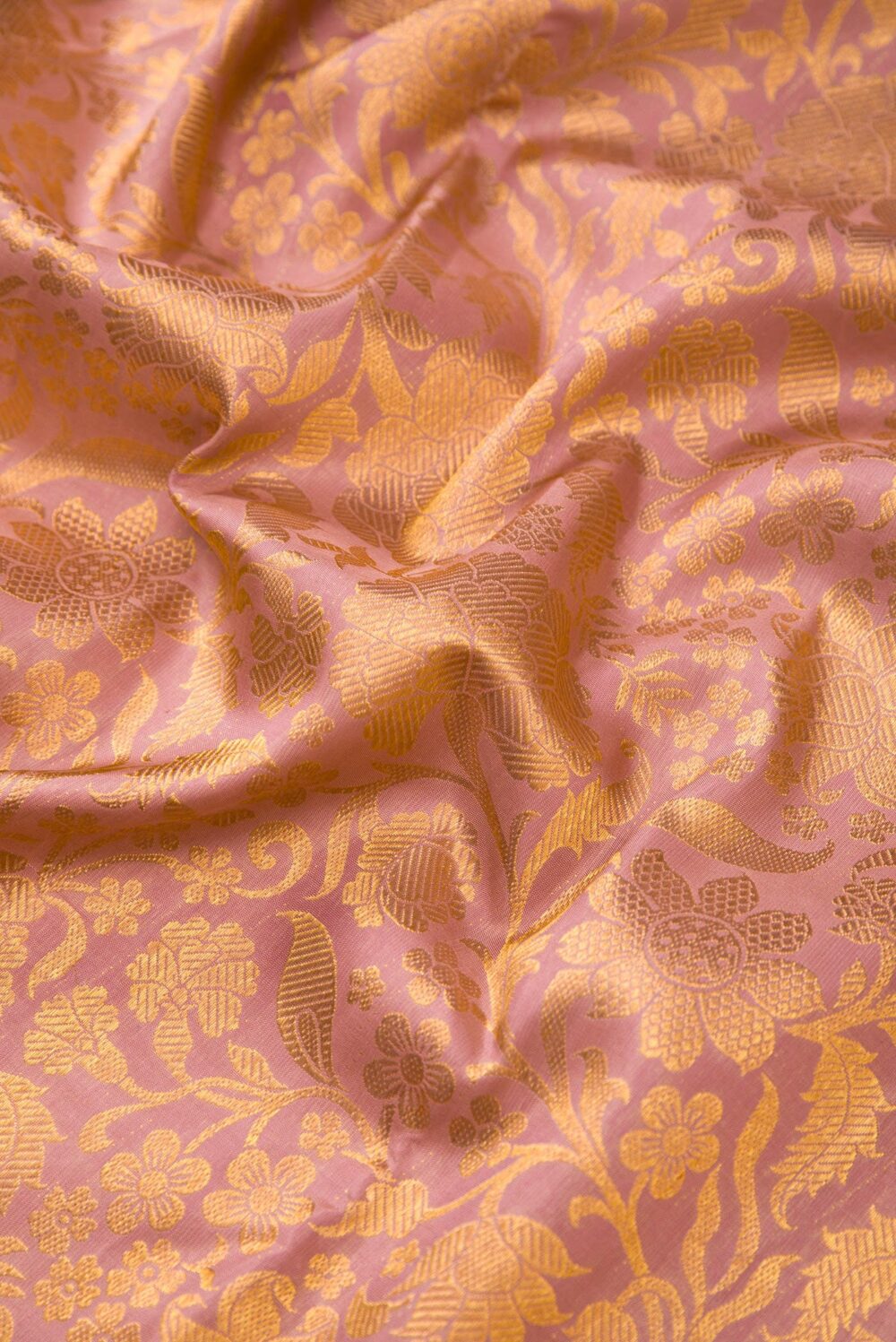 Pure Silk Pure Zari Pink Dual Tone Kanchipuram Saree - Image 4