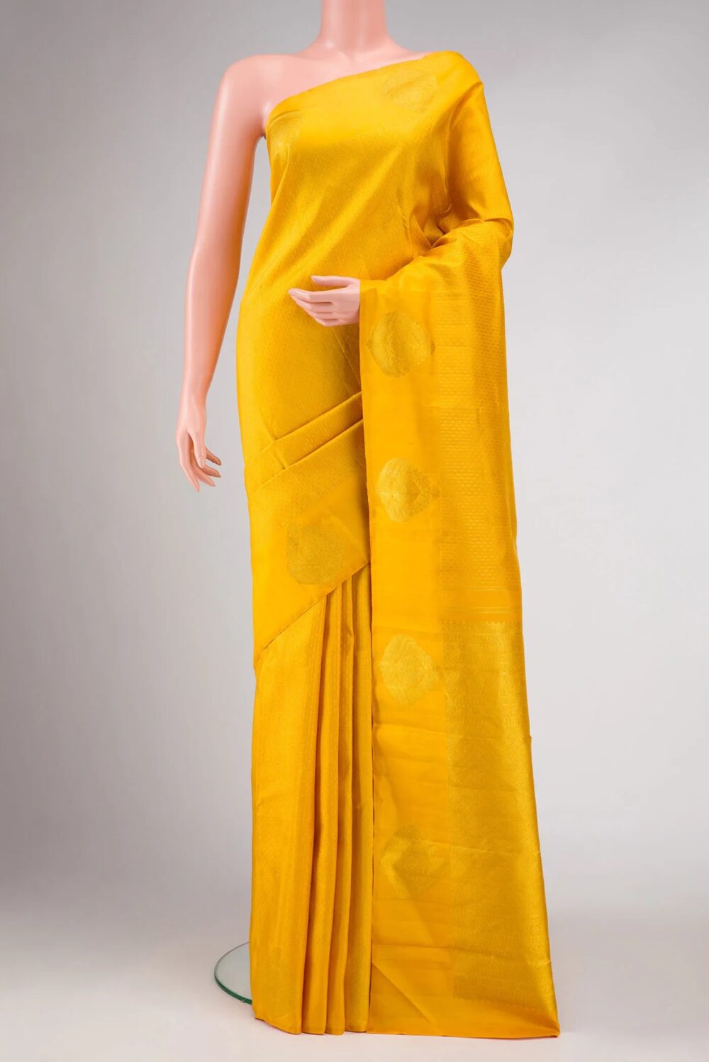Pure Silk Pure Zari Yellow Dual Tone Kanchipuram Saree