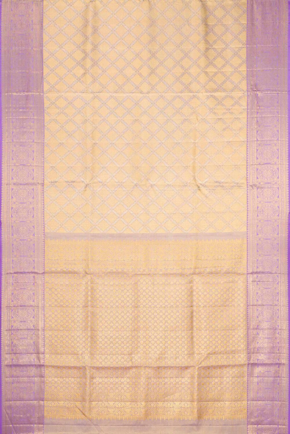 Gold Dual Tone Kanchipuram Tissue Silk Saree - Image 2