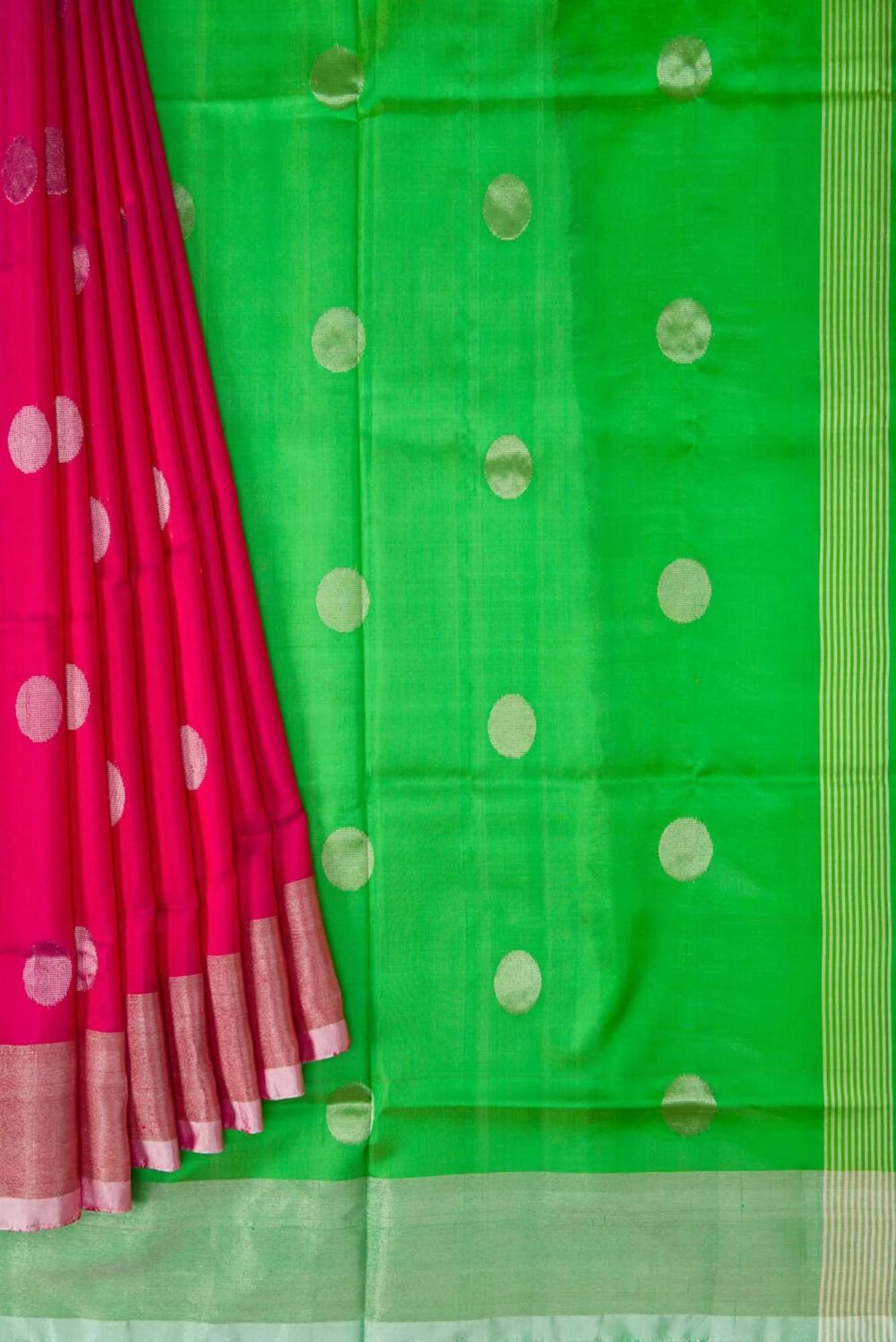 Pink Dual Tone Uppada Silk Saree - Image 3