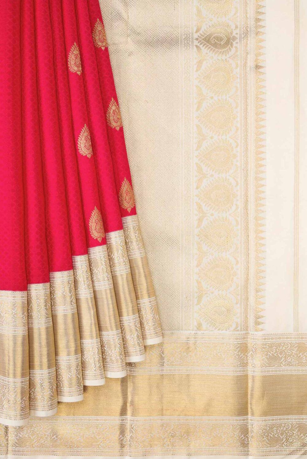 Pure Silk Pure Zari Imperial Red Dual Tone Kanchipuram Saree - Image 3