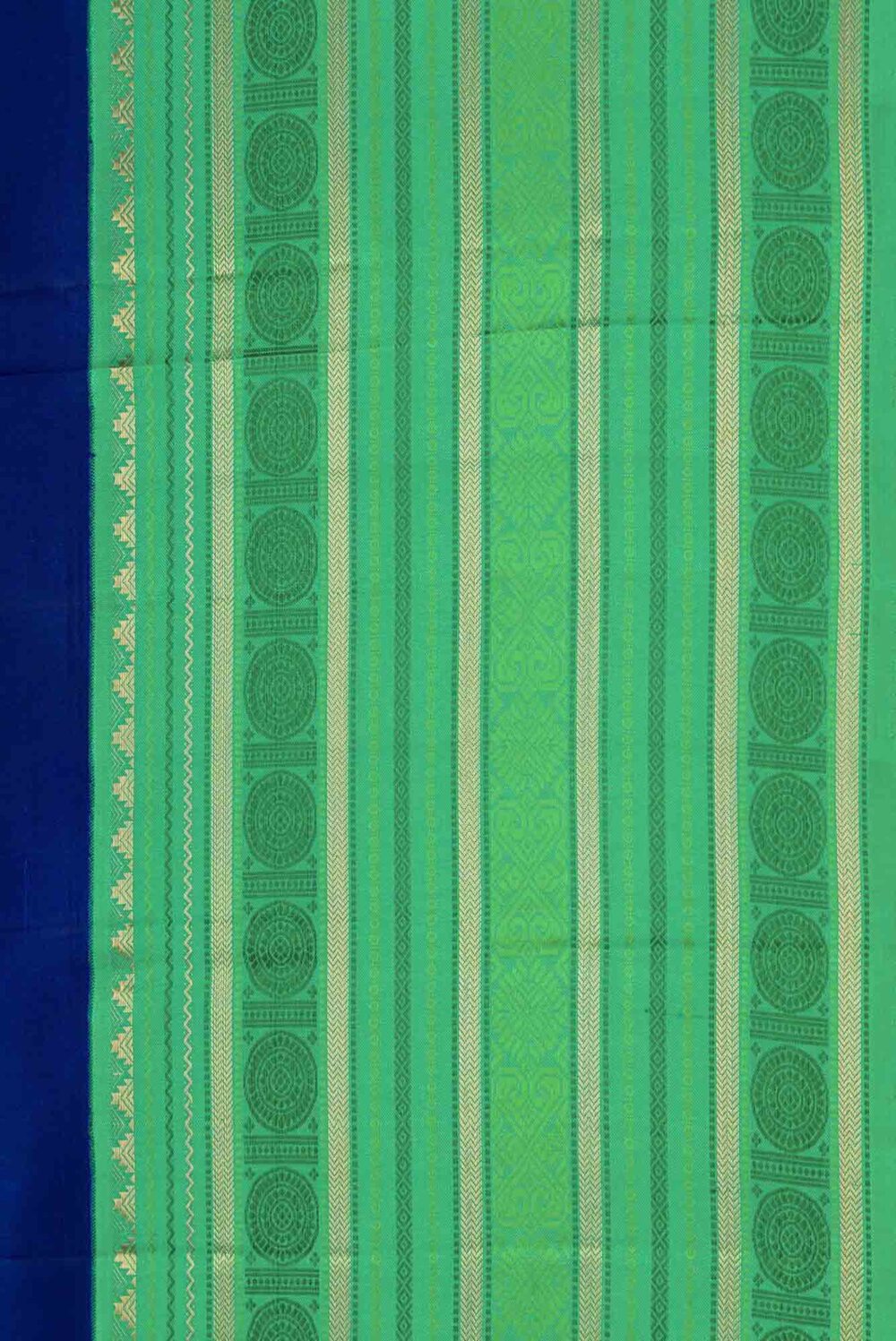 Pure Silk Pure Zari Royal Blue Dual Tone Kanchipuram Saree - Image 4