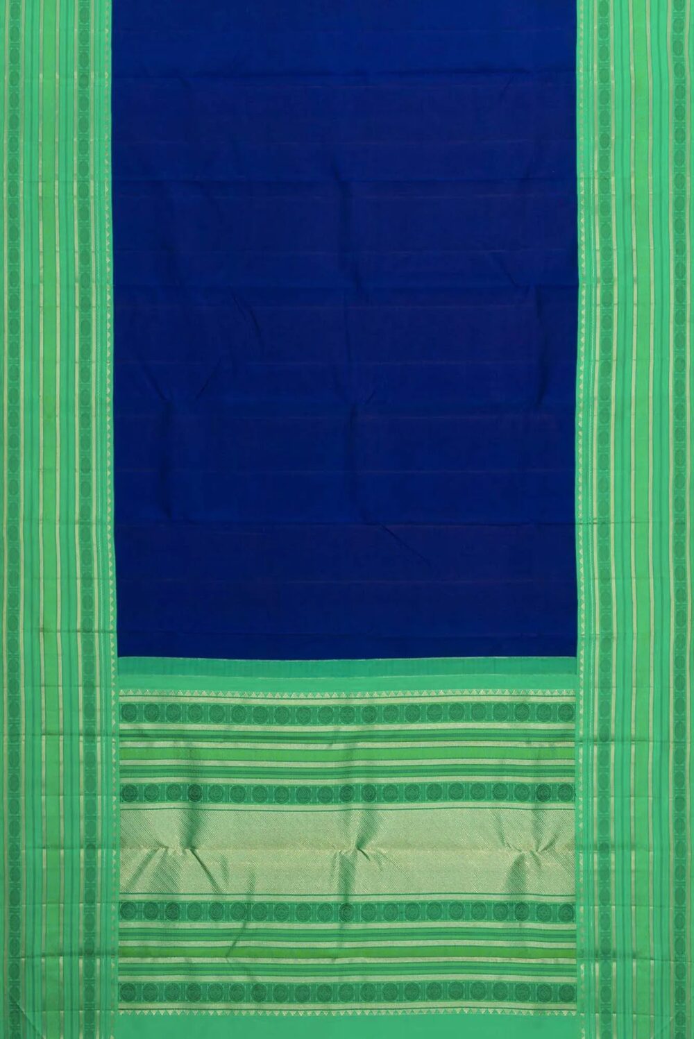 Pure Silk Pure Zari Royal Blue Dual Tone Kanchipuram Saree - Image 6