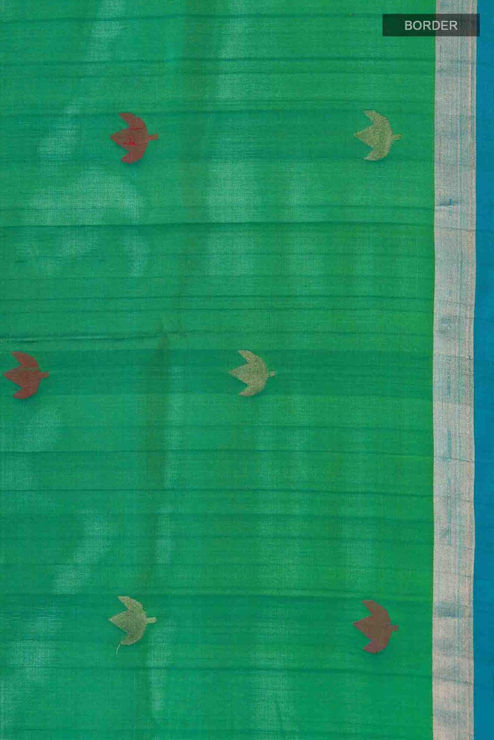Green with Blue Dual Tone Uppada Silk Saree - Image 3
