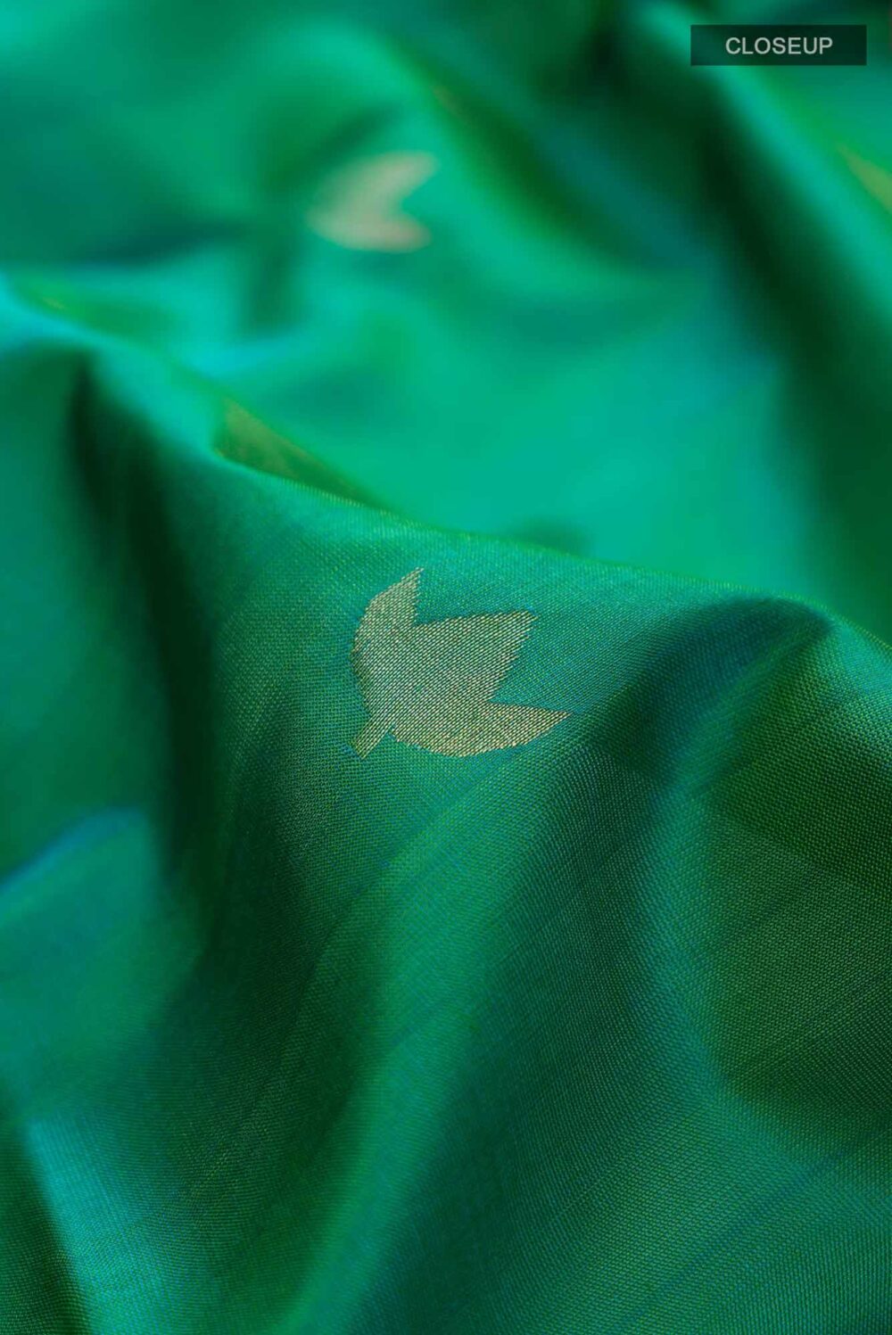 Green with Blue Dual Tone Uppada Silk Saree - Image 2