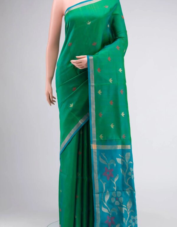 Green with Blue Dual Tone Uppada Silk Saree
