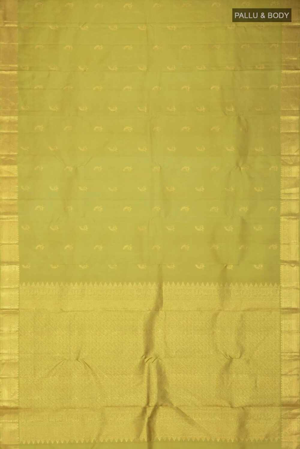 Pure Silk Pure Zari Green Kanchipuram Saree - Image 2