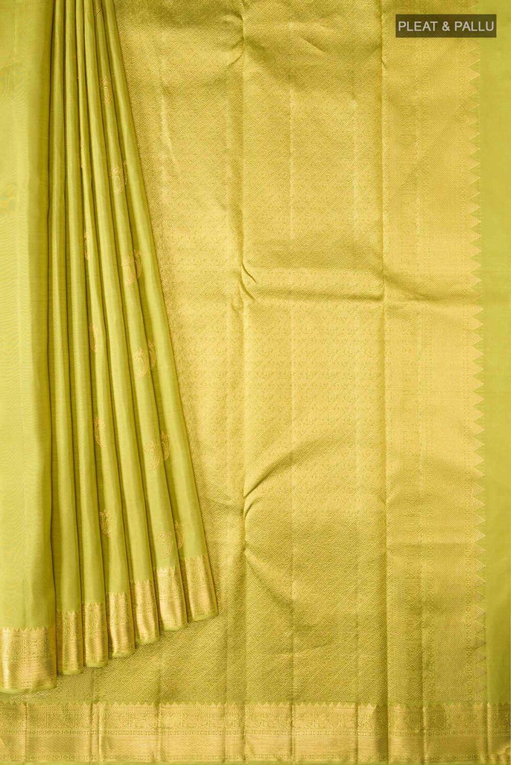 Pure Silk Pure Zari Green Kanchipuram Saree - Image 3